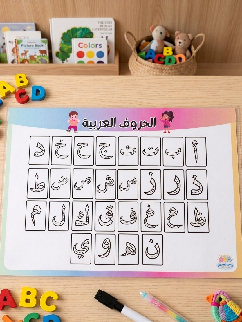 Learning Mats – بطاقات تعليمية قابلة لإعادة الاستخدام

ساعدي طفلك يتعلم بطريقة ممتعة وعملية مع باكدج Learning Mats المصممة لتنمية مهاراته الأساسية.

محتويات الباكدج:

- شيت الحروف العربية.
- شيت الحروف الإنجليزية.
- شيت الأرقام.
- شيت الأشكال الهندسية.

ا